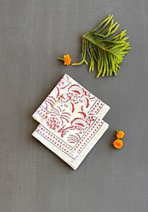 Dernière collection de serviettes imprimées florales en coton à bloc de main pour la maison Indian Hand Block Print for Home Dining Table Napkins - Product Image 3