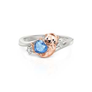 Bague Jeulia Hug Me personnalisée en forme de cœur avec pierre de naissance et cristal étoile - Product Image 1