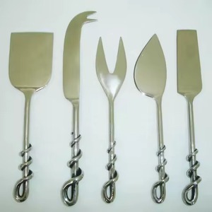 Couteau à fromage en acier inoxydable argenté, ensemble de vaisselle, couverts, poignée décorative, ensemble de couteaux à fromage - Product Image 1