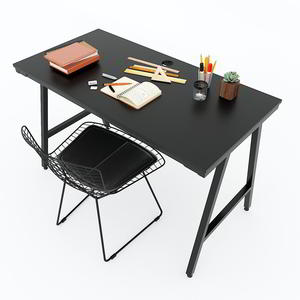 Minimalist A-Frame 120x60x75cm Computer <b>Desk</b> with Bookshelf <b>Simple</b> Design for Bedroom or Hotel Use Assembly Required-SPD68142 - Product Image 4