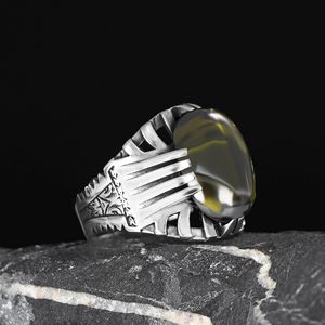 Anillo de Hombre Azuris de Plata de Ley 925 Hecho en Turquía, Estilo Otomano, Modelo de Piedra Natural VALKH1975 - Product Image 1