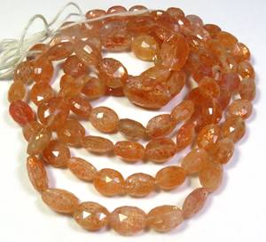 Cuentas facetadas de piedra solar naranja de 8-15mm de alta calidad 17 \ "hebra de piedra solar Natural gemas de corte ovalado piedras preciosas sueltas para joyería africana - Product Image 6