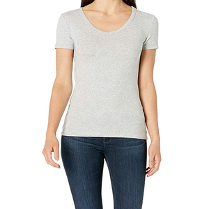 Camiseta Corta de Verano para Mujer, 100% Algodón Tejido, Antiarrugas, Cuello en V, Manga Corta, con Logotipo Personalizado, Nuevo Diseño 2026, 180g - Product Image 1