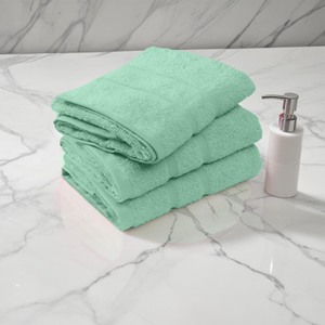 Serviette de toilette 100% coton 50x100 cm – Très absorbante et douce – Motif diamant, bordure grecque, 2 motifs Cam et Castle – Multicolore - Product Image 3