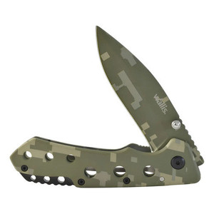 Coltello con chiusura di sicurezza Wallis K900609 Verde Camouflage Acciaio Inossidabile Durezza 48-52 - Product Image 1