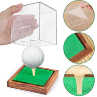 Support de présentation de balles de golf en acrylique transparent avec base en bois et support pour tee de golf, idéal pour la gravure laser, cadeau pour les amateurs de golf