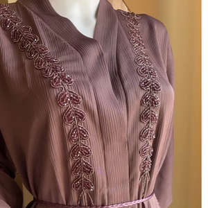 Vestidos de mujer Ropa islámica de verano Abaya dividida frontal con puños y nuevo vestido musulmán de mujer Abaya para la salida - Product Image 1