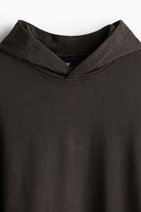 เสื้อสเวตเตอร์ผู้ชายแขนยาวมีฮู้ดทรงหลวม & ใส่สบายผ้าฝ้ายมีกระเป๋าข้างจิงโจ้มีซับในสีน้ำตาลเข้ม - Product Image 3