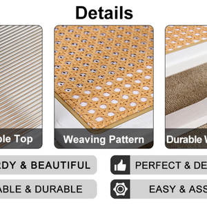 Table basse DreamCraft moderne minimaliste blanche à double niveau, convertible, mobile, avec bord en imitation rotin, style scandinave pour la maison - Product Image 5