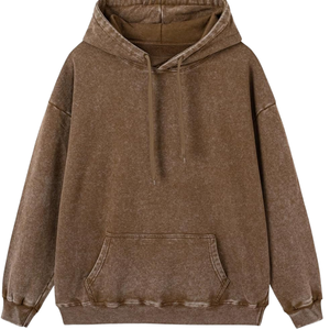 Sudadera con Capucha Lavada al Ácido Color Chocolate, Sudadera Holgada de Estilo Vintage, Textura Suave de Felpa, Ropa de Calle, Sudadera de Invierno para Hombre y Mujer - Product Image 1