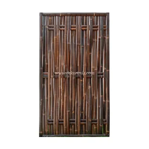 Tikar anyaman bambu, pagar bambu tenunan untuk dekorasi taman rumah, pagar bambu hitam panel bambu