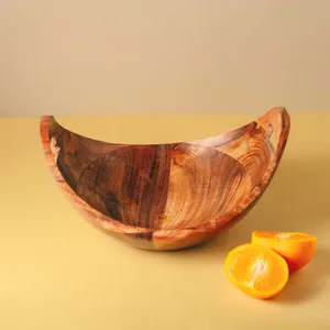 Handcrafted Modern Wooden Bowl for <b>Food</b> Serving Simple Red Apple Composition with <b>Warm</b> Tones Stocked Feature - Product Image 2