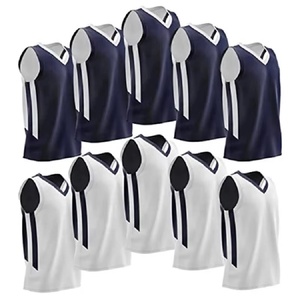 Maillot réversible de basket-ball personnalisé à séchage rapide noir et blanc vêtements de sport en maille respirante maillot sans manches doux à séchage rapide - Product Image 4