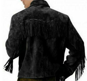 Veste en cuir suédé noir formelle de haute qualité avec col montant et logo avant - Product Image 4