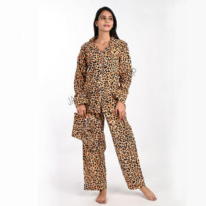 Pijama de algodón orgánico para mujer, ropa de descanso hecha a mano, longitud completa, 100% - Product Image 3