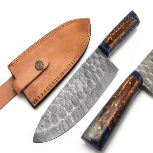 Mayorista Personalizado OEM ODM Cubiertos Fábrica Hecho A Mano Acero Damasco Cocina Chef Estilo Cuchillo Funda de Cuero - Product Image 1