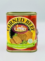 Viande en conserve de qualité supérieure de Singapour, prête à manger, Linkz, 100% corned beef, certificat halal, emballage en boîte de 340 g, durée de conservation de 4 ans, stockage en chambre froide