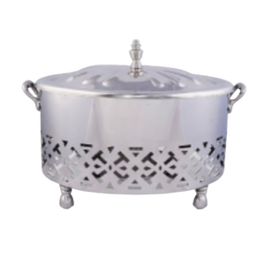 Premium Silver Oval Laser Cut Chafing Dish Stainless Steel Buffet <b>Warmer</b> for Hotels Catering Restaurants - Product Image 1