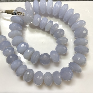 Collar de Calcedonia Aqua, cuentas facetadas con forma de Rondelle, cuentas de piedras preciosas naturales de buena calidad para la fabricación de joyas - Product Image 4