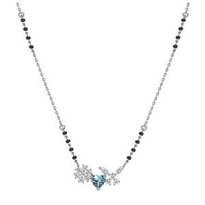 Compre un Mangalsutra de Plata Pura con Baño de Oro, Cadena de Perlas y Diamantes, Estilo Étnico Religioso, Regalo Perfecto para su Esposa - Product Image 1