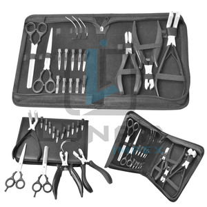 Kit de herramientas de extensión de cabello humano, alicates de Micro cuentas, múltiples herramientas de cabello rápido en Color blanco y negro mate - Product Image 1