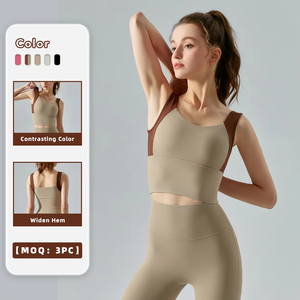 Vente en gros de soutien-gorge de sport pour femmes de haute qualité respirant grande taille en coton/fibre de bambou style simple avec fermeture à glissière avant sans couture avec logo - Product Image 5