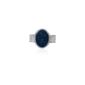 Bague de fiançailles et de mariage JEWELSPAARK pour femme, tendance, avec halo de diamants bleus ronds de 0,30 ct, en argent sterling 925 - Product Image 3