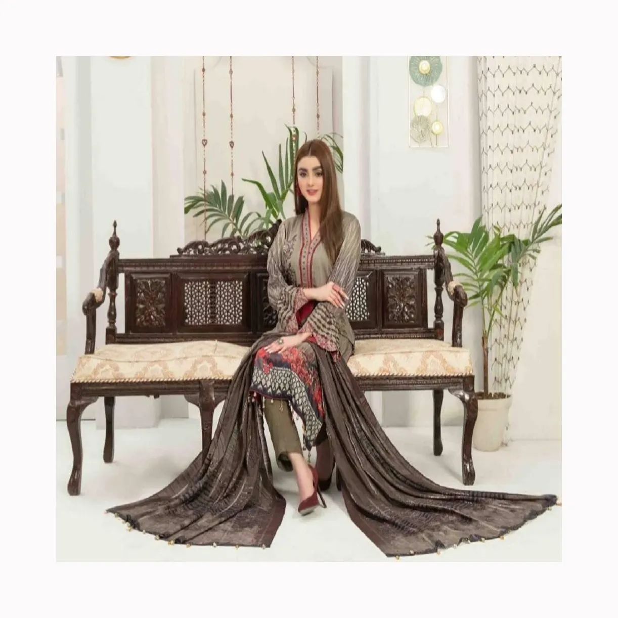 Gaun wanita Muslim Pakistan India Stitch gaun punjabi gaun pesta Kurti rumput salwar kameez gaun pernikahan