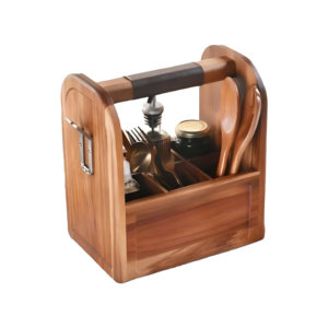 Top Sale Wooden Cutlery Holder with Sturdy Dividers For Restaurant Party Tabletop Caddy Organizer in Low Cost - Product Image 5