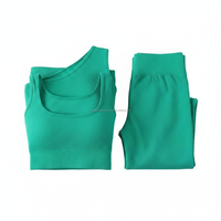 Ensemble de sport 5 pièces côtelé sans couture respirant antibactérien à séchage rapide en Spandex/Nylon pour femmes, personnalisable avec logo, idéal pour le yoga