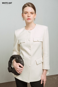 Breathable Formal Visco Silk Customized Packaging Made in Vietnam Manufacturer Ivory Wool Jacket Easy to Wear Anti-wrinkle - Product Image 6