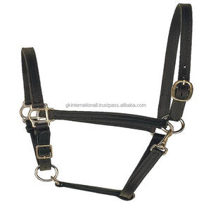 100% cuir véritable noir ou marron licol licou de course de chevaux en plein cob avec double boucle réglable en laiton robuste - Product Image 6