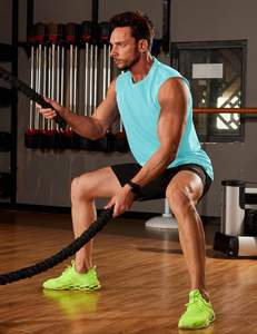 เสื้อกล้ามคอกลมสำหรับผู้ชายใส่ไปยิมเสื้อกล้ามออกกำลังกายแห้งเร็วเสื้อออกกำลังกายแขนกุดด้านหลังผ้าตาข่ายมีโลโก้ - Product Image 1