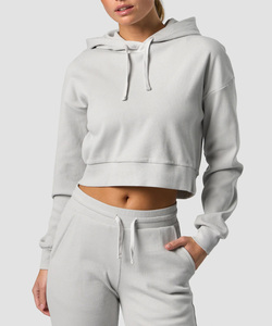 Custom Wholesale Top selling Women Oversized Cropped Hoodie & Jogger Set Premium Fleece Streetwear <b>Tracksuit</b> - Product Image 1