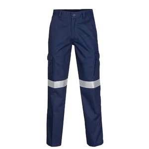Pantalon de travail haute visibilité pour homme, pantalon réfléchissant de nuit, pantalon haute visibilité, 100% coton, pantalon long, bleu marine - Product Image 3