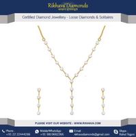 Kalung Berlian Potongan Brilian Elegan Emas Kuning 18kt Berkinerja Tinggi Set Perhiasan Mewah Wanita Harga Jual Eksportir