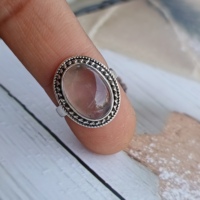 Vente en gros de pierres précieuses en quartz rose naturel, bague en argent sterling 925 faite à la main, bagues népalaises