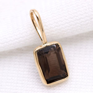 Colgante de piedras preciosas de cuarzo ahumado 14K oro amarillo piedra curativa joyería Reiki Chakra piedra natal de cuarzo ahumado para venta al por mayor - Product Image 1
