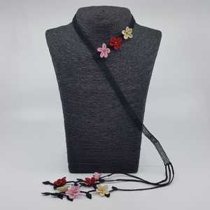 Rojo-Rosa flor salvaje bufanda collar aguja encaje moda colgante collares - Product Image 1