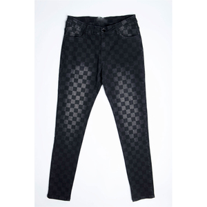 2025 jean skinny à motif à carreaux droit noir personnalisé pour hommes pantalon évasé taille moyenne Style de rue haute - Product Image 2