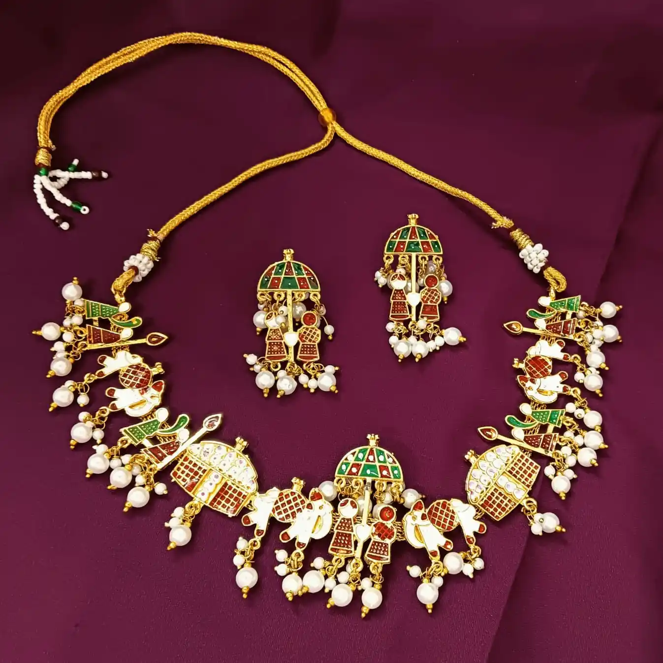Chất lượng cao Ấn Độ Bridal rajwadi rajasthani đồ trang sức truyền thống men Wedding Choker Vòng cổ Ấn Độ trang sức Set cho phụ nữ
