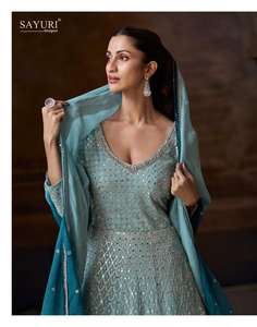 Designer réel Chinon Anarkali costume Dupatta broderie travail Premium indien pakistanais traditionnel parole longueur vêtements Direct nouveau - Product Image 5