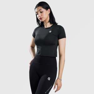 Haut de yoga court W024 noir – T-shirt court confortable et élégant - Product Image 3