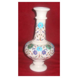 ใหม่การออกแบบโบราณบริสุทธิ์สีขาวเศวตศิลาหินอ่อนฝังกระถางดอกไม้ที่มีการตกแต่งที่ดีและพื้นผิวมันวาวที่เป็นของแข็ง - Product Image 1