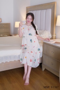 Robe de maternité en lin léger V1107 respirante et absorbant la sueur pour l'été bonne absorption - Product Image 2