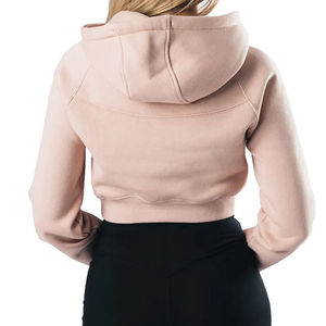 Wholesale 100% High Quality Women's Streetwear Hooded Crop <b>Top</b> Hoodie Light Knitted Fabric Casual <b>Winter</b> Printed Front - Product Image 6
