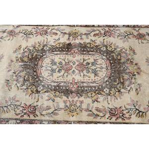 4x7.1 ft Vintage Area Rug, <b>Brown</b> Pink Turkish Oriental <b>Wool</b> Rug - Product Image 5