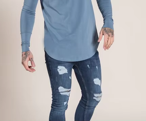 Camiseta de Manga Larga con Textura Waffle, Personalizada con Relieve, para Hombre, Diseño Sólido, 100% Poliéster, Estilo Urbano, Resistente a las Arrugas - Product Image 5
