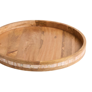 Meilleure vente ronde nacre plateau en bois vadrouille plateau de service organisateur en bois affichage Table décor pas cher en gros du Vietnam - Product Image 4