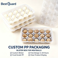 Barquette alvéolée multi-compartiments en PP transparent de qualité alimentaire, modèle Best Guard, jetable, pour vente en gros, pour boulettes de viande et fruits de mer surgelés